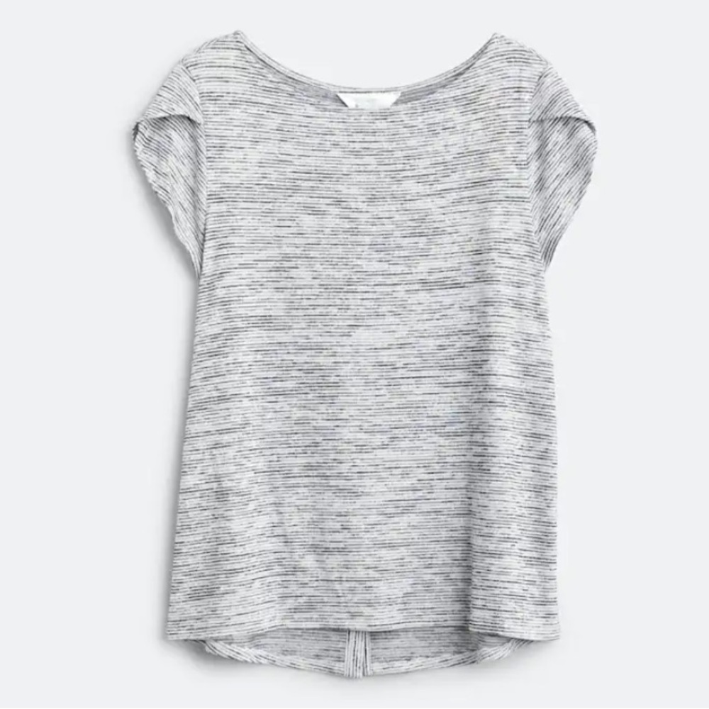 Market & Spruce Bravyan Button Back Detail Striped Knit Tee Size Medium